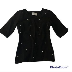 Club Zodiac Los Angeles vintage black top shoulder pads rhinestones